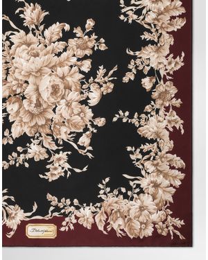 Dolce & Gabbana Rose Bouquet-Print Silk Twill Scarf 90X90 レッド