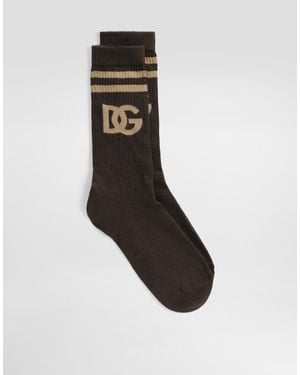 Dolce & Gabbana Calzino Rasato Con Logo Dg - Nero