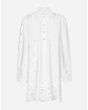 Dolce & Gabbana Cotton Shirt Dress With Cut-Out Detailing - White