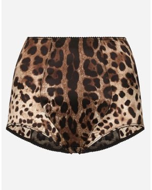 Dolce & Gabbana Culotte De Raso Estampado Leopardo - Marrón