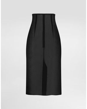 Dolce & Gabbana Chiffon Voile Calf-Length Skirt - Black