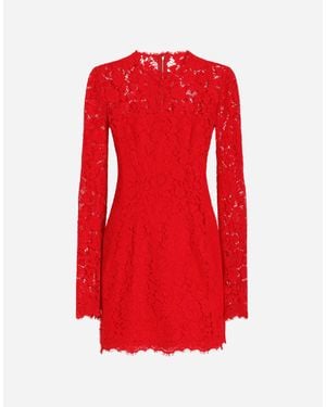 Dolce & Gabbana Short Lace Dress - Red
