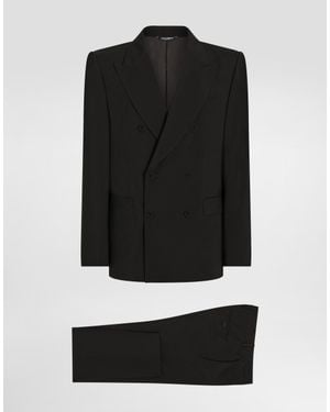 Dolce & Gabbana Double-breasted Stretch Wool Sicilia-fit Suit - Black