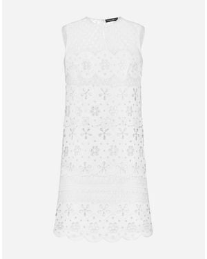 Dolce & Gabbana Short Cotton Dress With Cut-Out Detailing - White