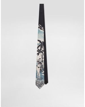 Dolce & Gabbana Pin-Up Silk Tie - White