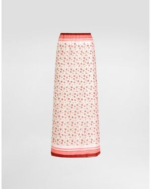 Dolce & Gabbana Small Rose-Print Cotton Batiste Sarong - Pink