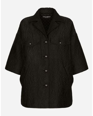Dolce & Gabbana Short Floral Jacquard Cape - Black