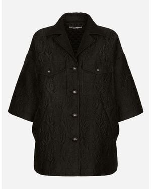 Dolce & Gabbana Short Floral Jacquard Cape - Black