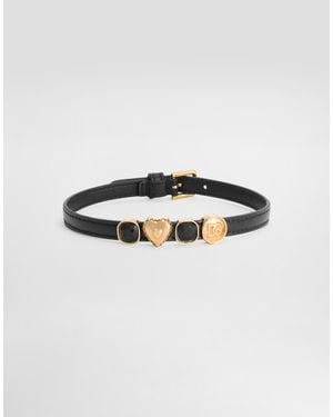 Dolce & Gabbana Calfskin Bracelet With Vintage Print - Black