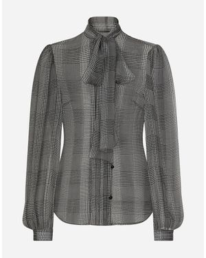 Dolce & Gabbana グレンチェックプリント シルクシフォン スカート - グレー