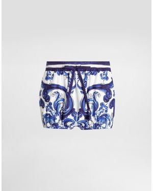 Dolce & Gabbana Dg Exclusive Majolica- Poplin Shorts - Blue