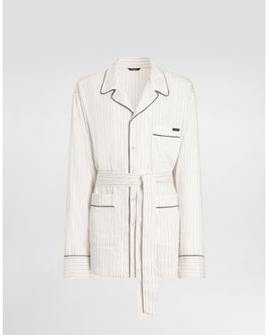 Dolce & Gabbana Linen-Silk Vanity Robe - Natural