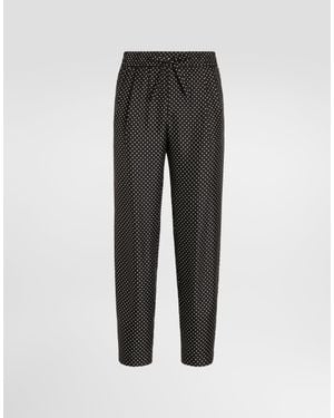 Dolce & Gabbana Hose Aus Seidentwill Mit Polka-Dot-Print - Grau