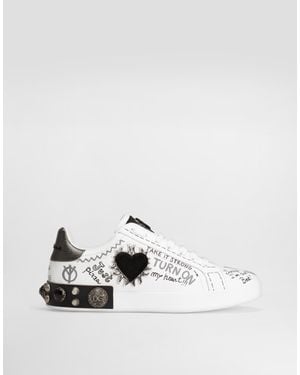 Dolce & Gabbana "Portofino" Trainers With Appliqués - White