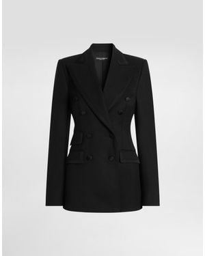 Dolce & Gabbana Chaqueta Turlington En Twill Bi-Elástico Con Doble Botonadura - Negro