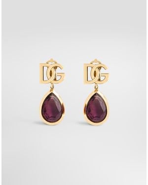 Dolce & Gabbana Logo Clip Earrings - Pink