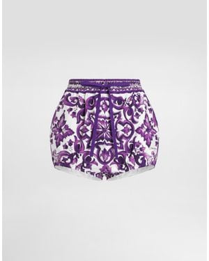 Dolce & Gabbana Majolica-Print Poplin Shorts - Purple