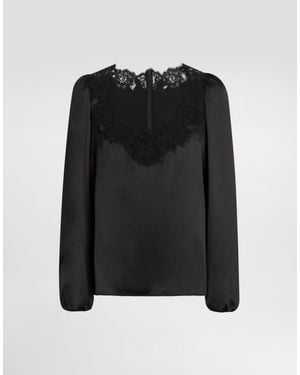 Dolce & Gabbana Stretch Satin Blouse - Black