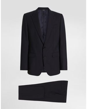Dolce & Gabbana Single-Breasted Martini Light Wool Gabardine Suit - Blue