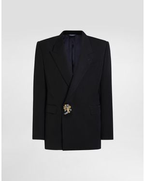 Dolce & Gabbana Double-Breasted Jacket Inwool Gabardine - ブラック