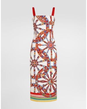Dolce & Gabbana Carretto-Print Charmeuse Dress - White