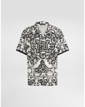 Dolce & Gabbana Majolica-Print Hawaii Crochet Lace Shirt - White