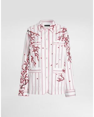 Dolce & Gabbana Vanity Shirt With Flower Embroidery - Pink