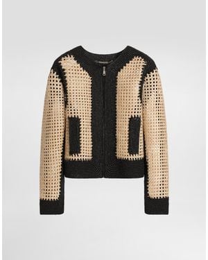 Dolce & Gabbana Woven Raffia Jacket - Black