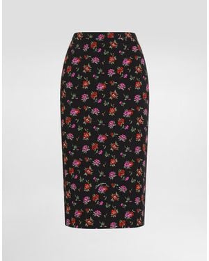 Dolce & Gabbana Floral-Print Straight Skirt - Black