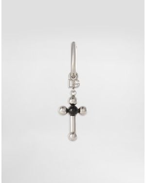 Dolce & Gabbana Einzel-Creole Mit Stift Und Kreuz - Weiß