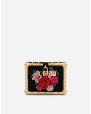 Dolce & Gabbana Tasche Dolce Box Aus Gehäkeltem Raphiabast - Rot