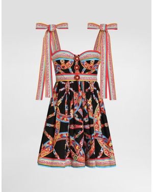 Dolce & Gabbana Carretto-Print Poplin Dress - Red