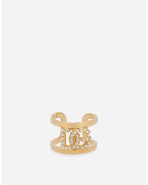 Dolce & Gabbana リング ラインストーンDgロゴ - メタリック