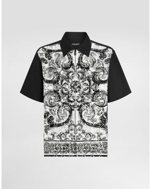 Dolce & Gabbana Majolica-Print Hawaii Crochet Lace Shirt - Black