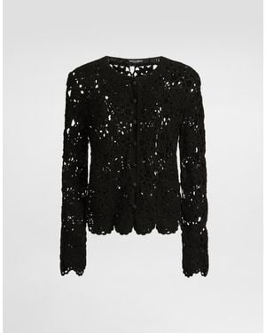 Dolce & Gabbana Cardigan En Maille Crochetée - Noir