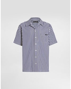 Dolce & Gabbana Hawaii Striped Poplin Shirt - Blue