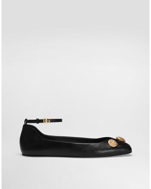 Dolce & Gabbana Ballerina Aus Leder Mit Stickereien - Schwarz