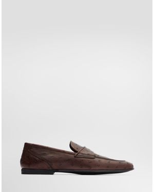 Dolce & Gabbana Slipper Aus Straußenleder - Braun