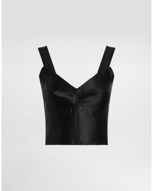 Dolce & Gabbana Elastic Satin Top - Black