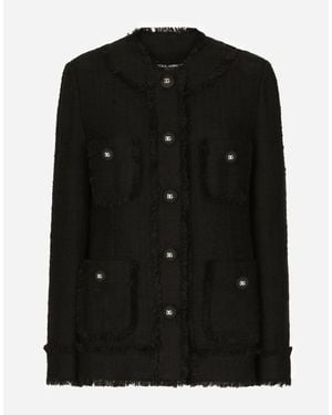Dolce & Gabbana Single-Breasted Tweed Jacket - Black