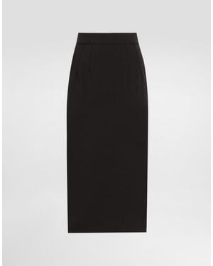 Dolce & Gabbana Technical Cady Calf-Length Pencil Skirt - Black