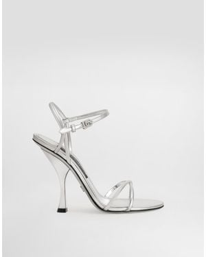 Dolce & Gabbana Leather Mirror Heeled Sandals 105 - White