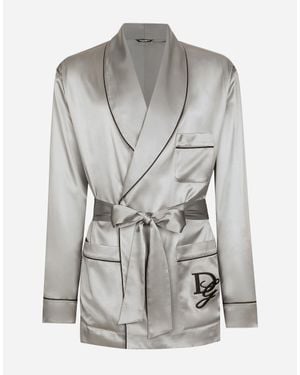 Dolce & Gabbana Silk Satin Robe - Grey