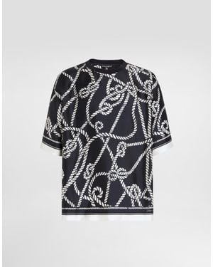 Dolce & Gabbana Marina-Print Silk T-Shirt - Multicolour