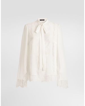 Dolce & Gabbana Camisa En Georgette De Seda - Blanco