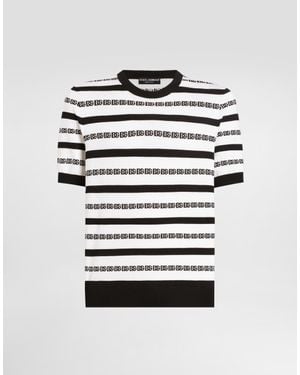 Dolce & Gabbana ロゴ シルク クルーネック プルオーバー - ホワイト