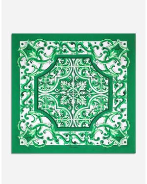 Dolce & Gabbana マヨリカプリントシルク バンダナ (70X70) - グリーン