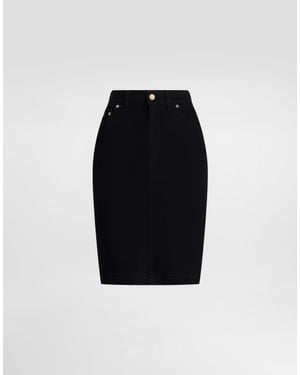 Dolce & Gabbana Denim Midi Skirt - Black