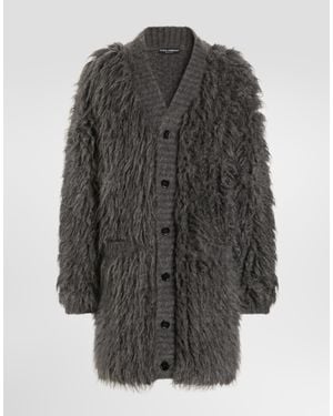 Dolce & Gabbana Fur-Effect Mohair Cardigan - Gray