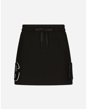 Dolce & Gabbana ミニスカート ジャージー ロゴパッチ - ブラック